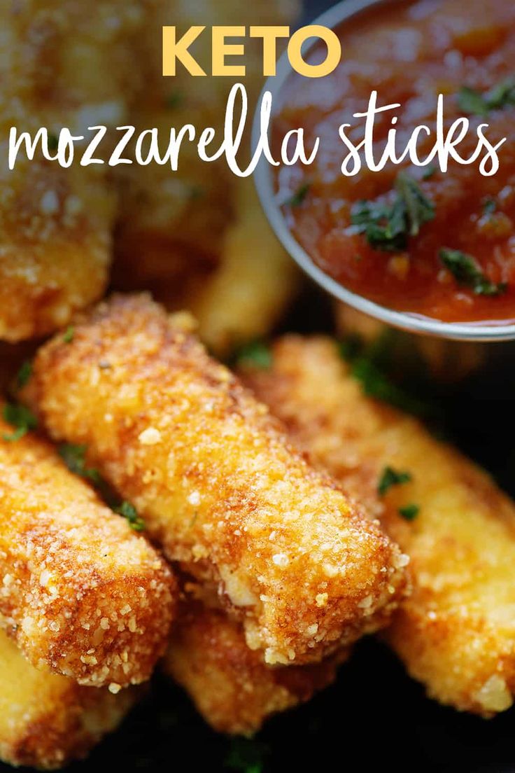 keto mozzarella la sticks with sauce on the side