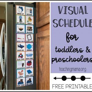 a refrigerator with the words visual schedule for toddlers and preschoolers