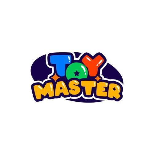 the word toy master is written in colorful letters