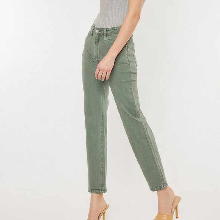 Introducing our Ultra High Rise 90's Olive Straight Jeans, a fashionable and versatile addition to your denim collection. These jeans feature an ultra high-rise waist and are crafted from comfortable stretch denim, ensuring a flattering fit. With a zipper fly and an olive color dye, these jeans exude a trendy and chic look. Their straight leg design adds a touch of classic style to any outfit. Front Rise: 12"Inseam: 27.5" in size 5/26 Fabric Contents: Fabric Composition: 99.3% Cotton, 0.7% Spand Green Straight Leg Utility Jeans, Olive Straight Leg Cotton Cargo Pants, Green Mid-rise Utility Jeans, Military Green Straight Leg Cargo Jeans, Khaki Military Cargo Jeans Relaxed Fit, Denim Collection, Olive Color, Leg Design, Sheer Fabrics