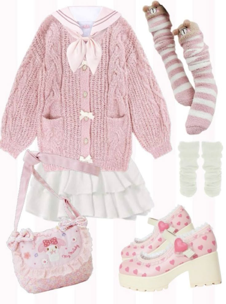 Kawaii Outfits White Background, Sanrio Outfits, Scary Place, Kawaii Outfit Ideas, Kawaii Y2k, Style Kawaii, Gyaru Fashion, Kawaii Fashion Outfits, J Fashion