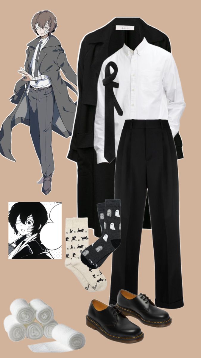 HAPPY BIETJDAY BIITTTTCCHHHH so you bring me a birthday present on my birthday at my bir- Dazai Outfit Aesthetic, Bungou Stray Dogs Outfit, Dazai Clothes, Bsd Outfit Ideas, Dazai Outfit, Bsd Inspired Outfit, 15 Dazai, Style Theory, Dark Academia Outfits