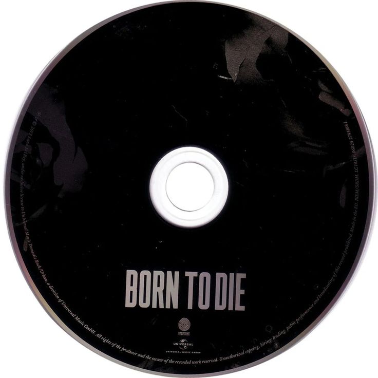 a black cd with the words born to die on it's disc cover and white lettering