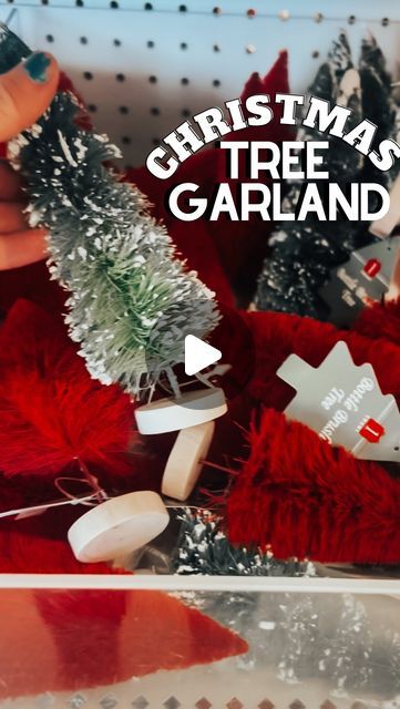 the christmas tree garland is red and silver