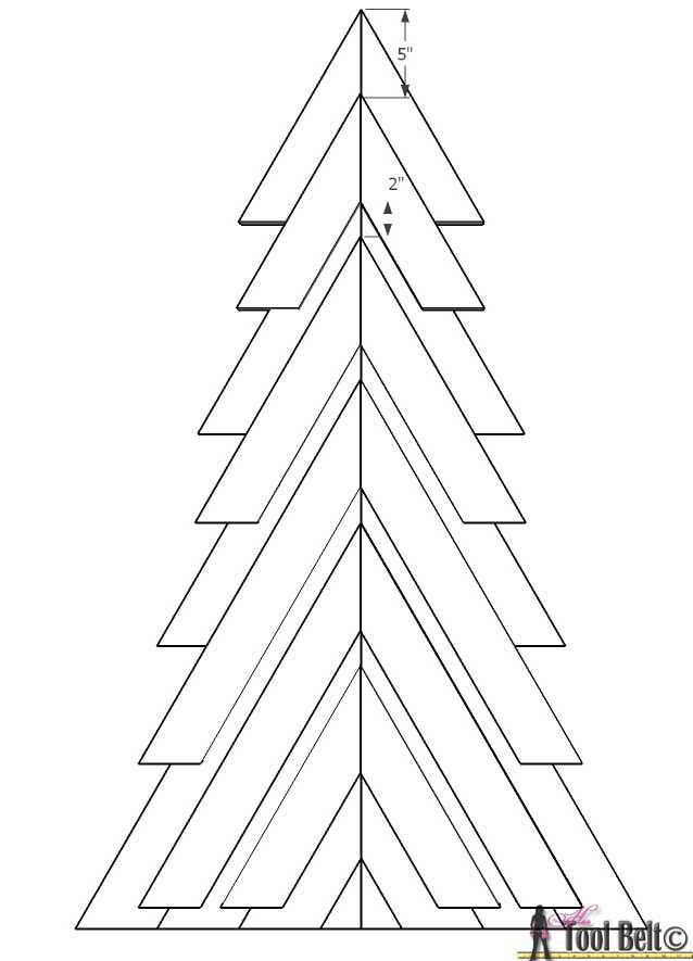 a line drawing of a christmas tree with the top cut out and bottom cut off