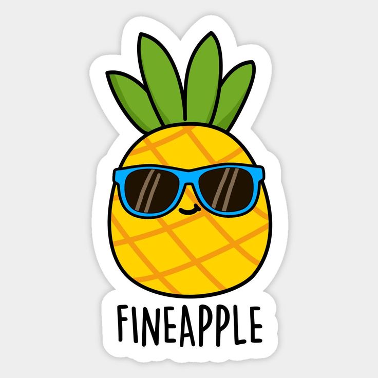 a sticker with the words pineapple in sunglasses