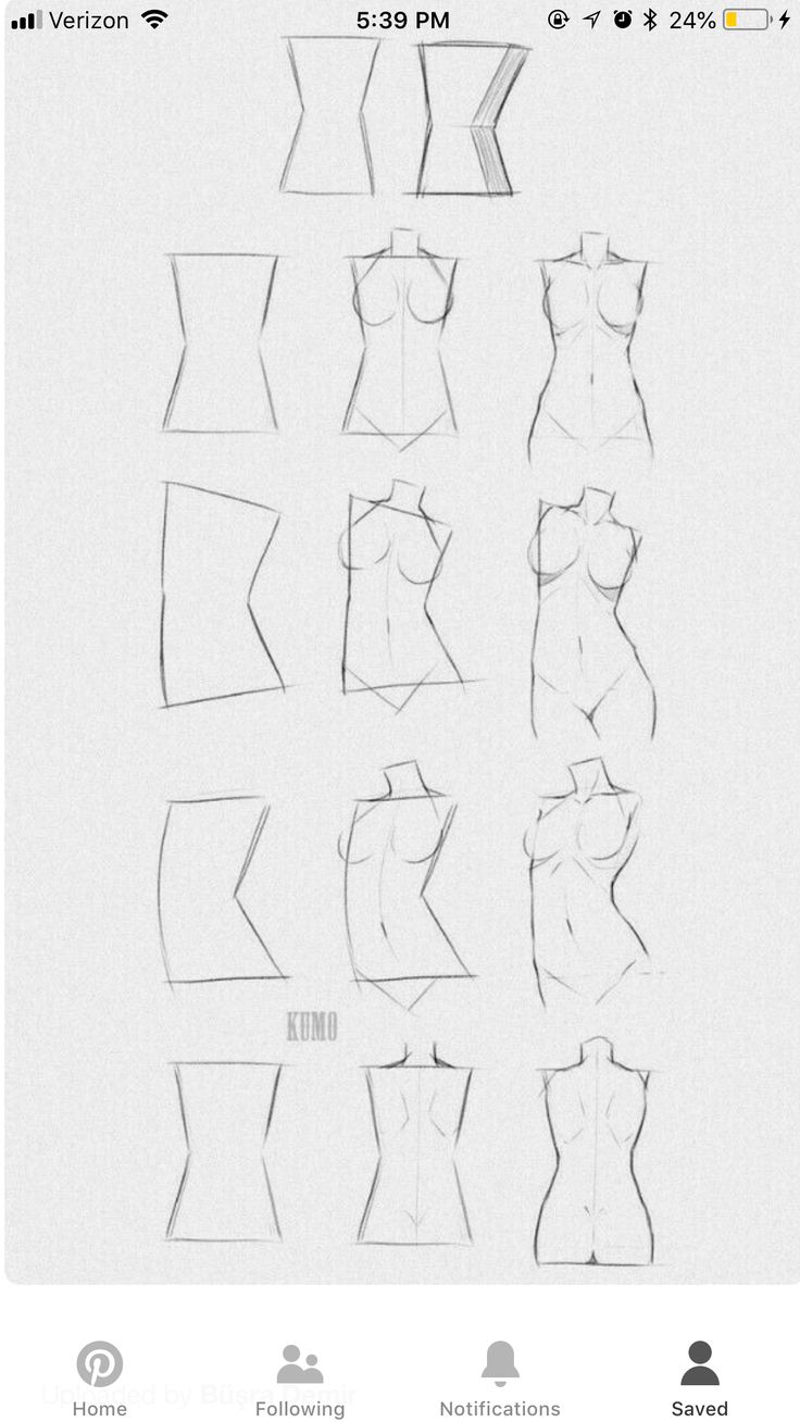 an app showing how to draw clothes for the body and chest, with different angles