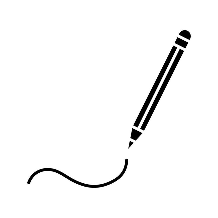 a black and white drawing of a pencil with its end pointing up to the ground