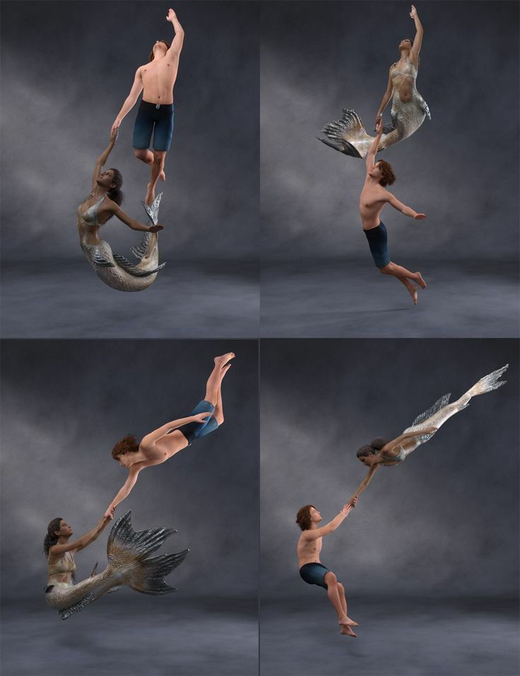 four different images of a man flying through the air