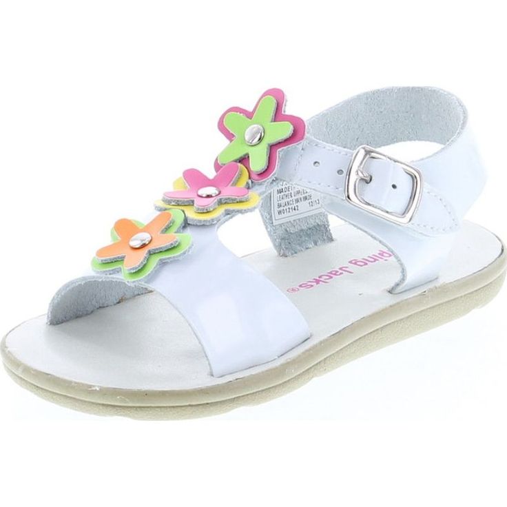 Jumping Jacks Sunflowrer White Shiny Toddlerg Sandals 25 New White Closed Toe Sandals For Spring, Fun Vacation Sandals For Spring, Fun Spring Vacation Sandals, White Round Toe Sandals For Spring, Spring Flat Non-slip Sandals, Adjustable Fun Sandals For Spring, Spring Non-slip Sandals With Round Toe, Playful Synthetic Sandals For Summer, Fun White Sandals For The Beach