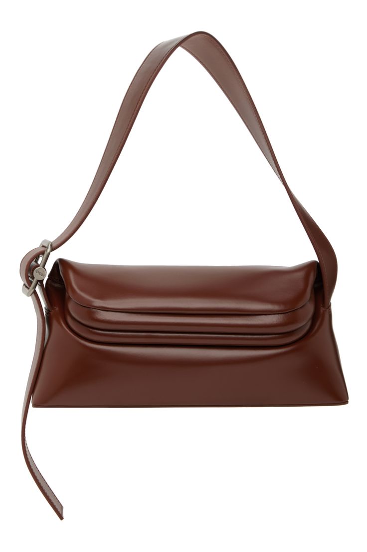 OSOI: Brown Folder Brot Bag | SSENSE Luxury Brown Shoulder Bag With Fold Over Clasp, Luxury Brown Flap Bag With Fold Over Clasp, Classic Flap Shoulder Bag With Palladium Hardware, Modern Brown Bags With Silver-tone Hardware, Classic Satchel With Silver-tone Hardware And Flap, Classic Brown Flap Bag With Palladium Hardware, Modern Flap Shoulder Bag With Palladium Hardware, Leather Baguette Bag With Silver-tone Hardware, Timeless Brown Shoulder Bag With Palladium Hardware