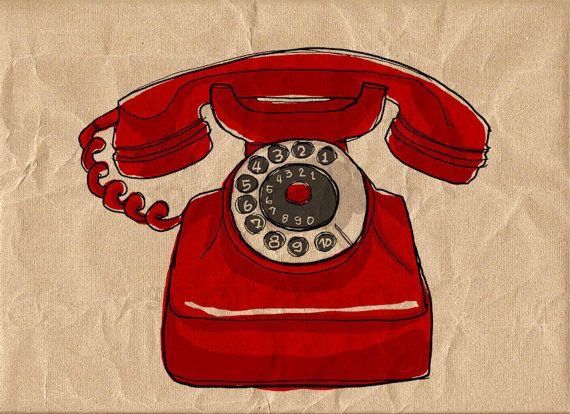 an old fashioned red phone on a piece of paper