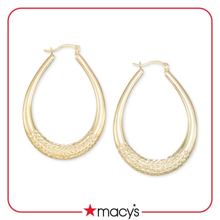 in stock Macy's Hoop Earrings As A Gift, Gold Teardrop Hoop Earrings Fine Jewelry, Macy's Hoop Earrings For Gift, Macy's Tarnish Resistant Earrings, Trendy Yellow Gold Teardrop Hoop Earrings, Macy's Teardrop Earrings In Fine Jewelry Style, Elegant Teardrop Yellow Gold Hoop Earrings, Macy's Teardrop Earrings Fine Jewelry, Teardrop Diamond Cut Hoop Earrings