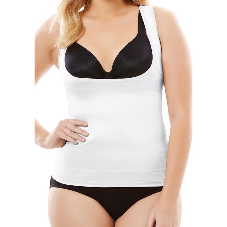 Power Shaper Firm Control Wear-Your-Own-Bra Shaper Tanks by Secret Solutions Curvewear provides shaping, smoothing and support exclusively for your curves. This firm control tank lifts and shapes the bust while also slimming the tummy and waist. It has a double-ply construction for a powerful hold that is also smooth under clothing. Check out our complete Secret Solutions Curvewear Collection today. Waist Trainer Cincher, Corset Shapewear, Under Clothing, Underbust Corset, Waist Cincher, Body Shapers, Powerful Women, Bra Tops, Shapewear