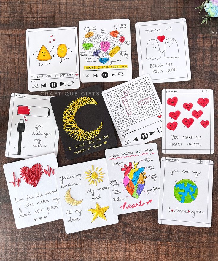 the cards have been made to look like they are in different colors and designs on them