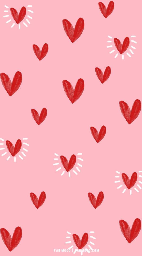 red hearts on a pink background