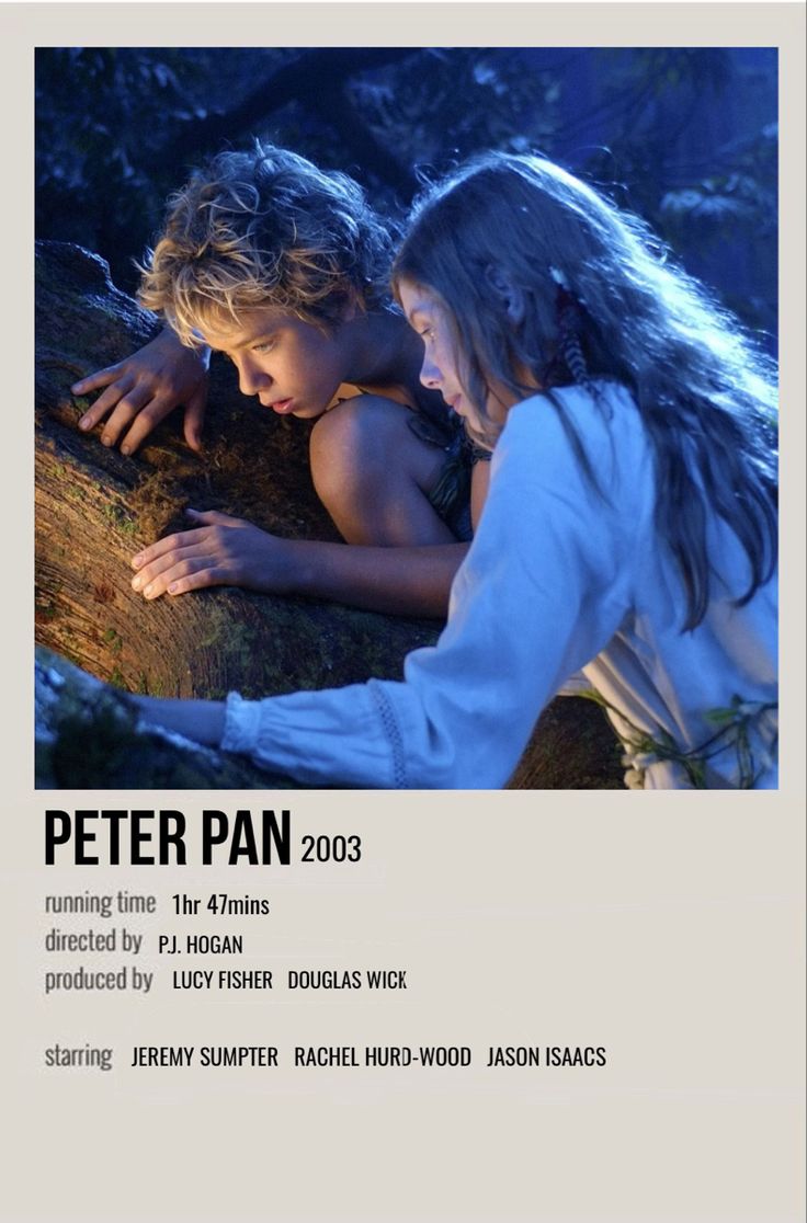 the poster for peter pan with two children looking at each other's hands and touching their foreheads