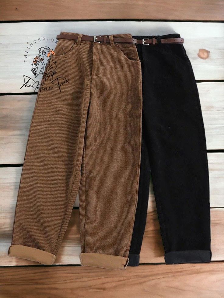 Material: Polyester Size:  S: Waist Width:23.62", Hip Width:37.01", Pant Length:37.80", Waist Relaxed:27.56", Thigh width:22.83", Leg opening:14.96" M: Waist Width:25.20", Hip Width:38.58", Pant Length:38.58", Waist Relaxed:29.13", Thigh width:23.62", Leg opening:15.75" L: Waist Width:26.77", Hip Width:40.16", Pant Length:39.37", Waist Relaxed:30.71", Thigh width:24.41", Leg opening:16.54" XL: Waist Width:28.35", Hip Width:41.73", Pant Length:39.76", Waist Relaxed:32.28", Thigh width:25.20", Leg Goblincore Pants, Cord Hose, Shark Sweatshirt, Pants Elegant, Casual Wide Leg Pants, Coffee Color, Autumn Casual, Little Outfits, Pant Length