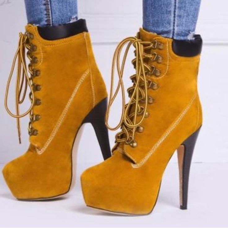 Questions? Leave A Comment Below! Winter Suede Platform Lace-up Boots, Trendy Lace-up Winter Boots, Trendy Suede Lace-up Heeled Boots, Casual High Heel Lace-up Boots For Winter, Casual Platform Martin Boots For Party, Trendy Lace-up Heeled Boots For Fall, Trendy Winter Lace-up Heels, Casual Lace-up Heeled Boots For Winter, Trendy High Heel Lace-up Boots With Reinforced Heel