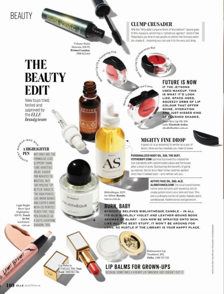 the beauty edit magazine features various products