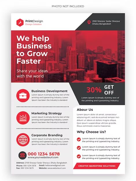 a red and black business flyer template