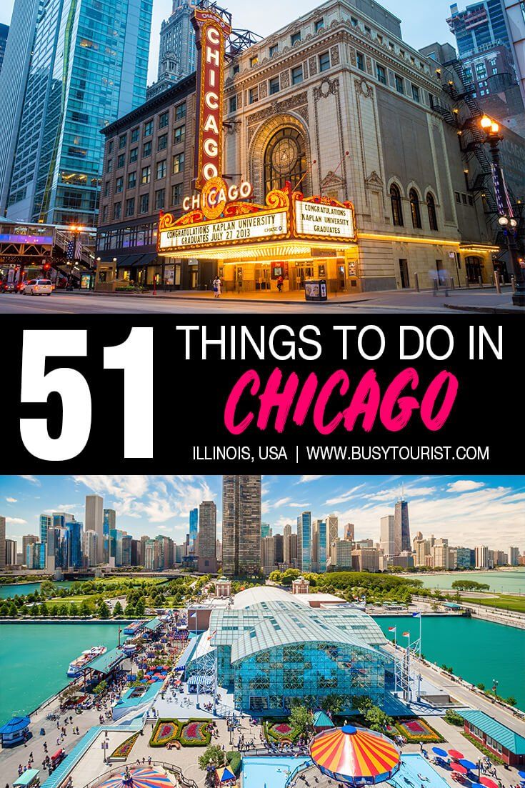 the chicago skyline with text overlay that reads 51 things to do in chicago