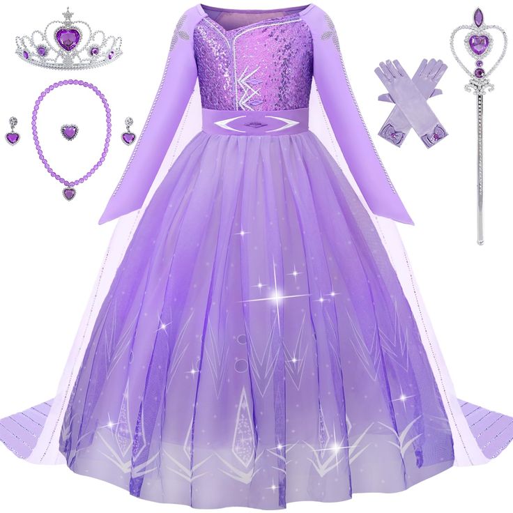 PRICES MAY VARY. 【Soft & Comfortable Fabric】Our Purple Princess Dress for Girls is made of polyester, lace and cotton lining, which is soft, skin-friendly, breathable & comfortable and will not make your girls feel itchy or irritating. 【Perfect Princess Dress Up Clothes】Comes with Princess Dress Up Accessories: 1 Pair x Gloves, 1 x Crown Tiara, 1 x Necklace, 1x Wand, 1 Pair x Ear Clips, and 1 x Ring. A Perfect gift to your little princess girls for Halloween, Christmas, birthday, wedding, festiv Frozen Dress Up, Purple Princess Dress, Princess Fancy Dress, Toddler Fancy Dress, Princess Elsa Dress, Pageant Costumes, Dress Up Clothes, Purple Girls Dress, Purple Princess