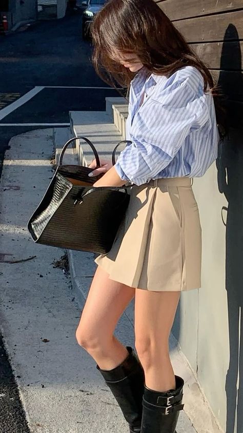 Korean Chic Outfits Summer, Korean Summer Outfits 2024, Summer Court Outfit, Korean Business Woman Outfits, Spring Outfits Korean Style, Preppy Outfits Korean, Long Sleeve Dress Casual, Sleeve Dress Casual, Korean Fashion Work