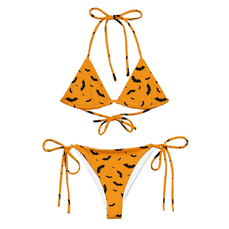 Stay comfortable and stylish all summer with this All-Over Print Recycled String Bikini set. It’s made from soft recycled polyester with double-layering and UPF 50+. Style the straps how you like, and get ready to swim! • Soft and stretchy material with UPF 50+ • Sizes up to 6XL • Bikini top comes with removable padding for comfort • Multiple ways to tie and style the bikini set • Color design options for swimwear lining Disclaimers: • Due to the 2-layered construction and internal stitching, a visible stitch may appear in the crotch seam of the bikini bottom. This is a normal part of the manufacturing process and does not impact the quality or performance of the product. • To make your All-Over Print Recycled String Bikini last longer, thoroughly rinse it off after each use and get rid of