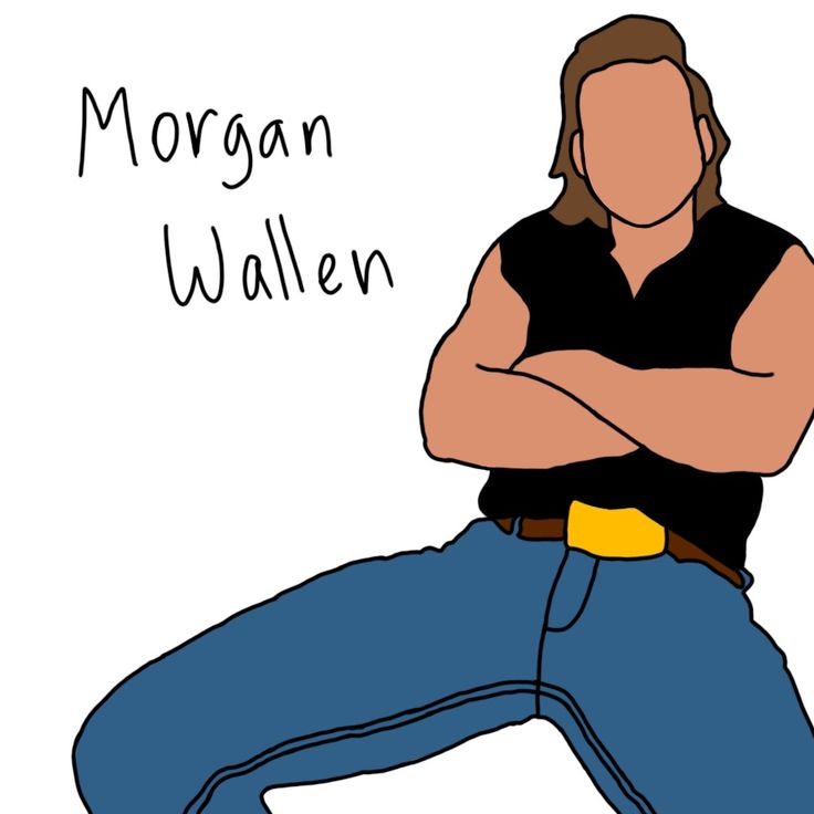 a drawing of a man with his arms crossed and the words morgan wallen above him