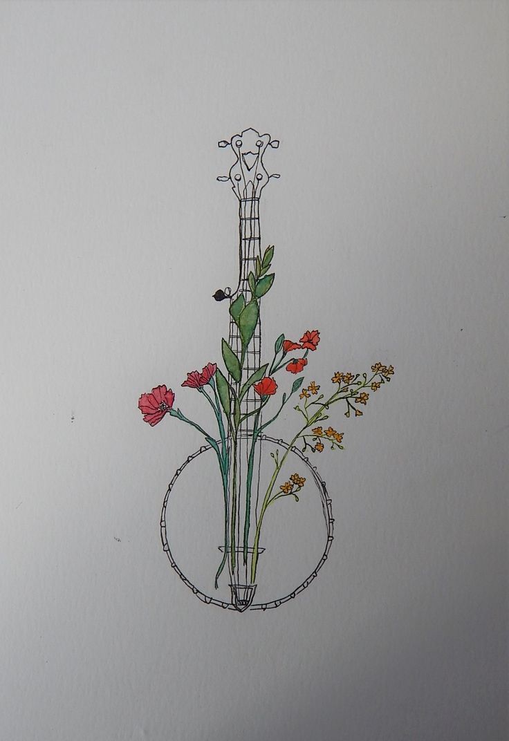 a drawing of some flowers in a vase