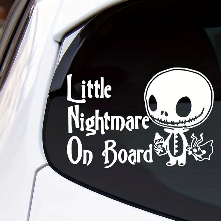 a sticker on the side of a car that says, little nightmares on board