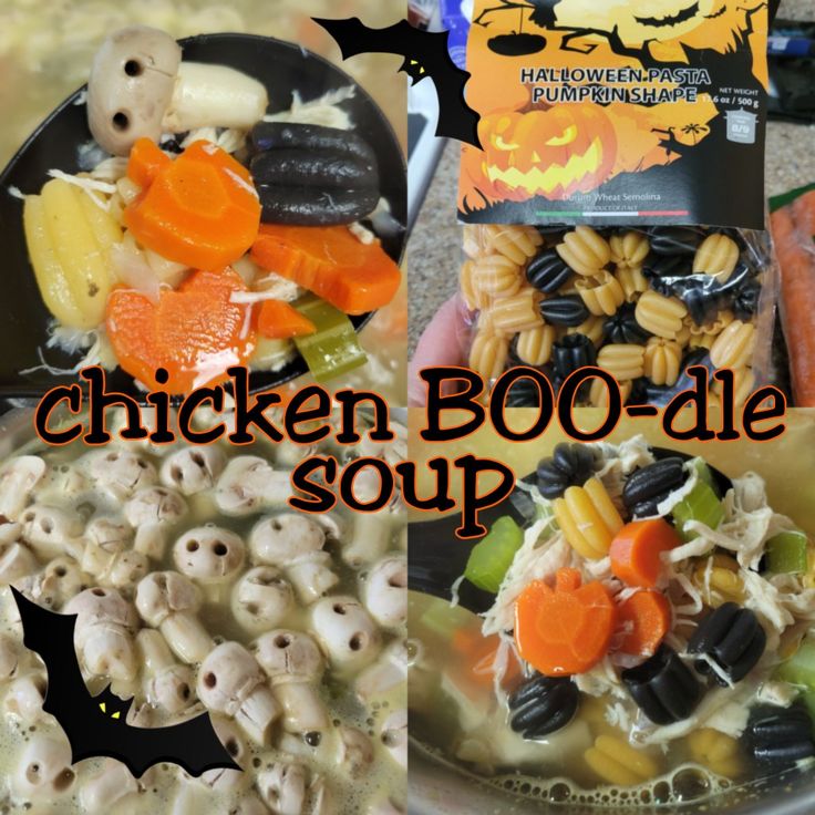 the chicken boo - die soup is ready to be eaten