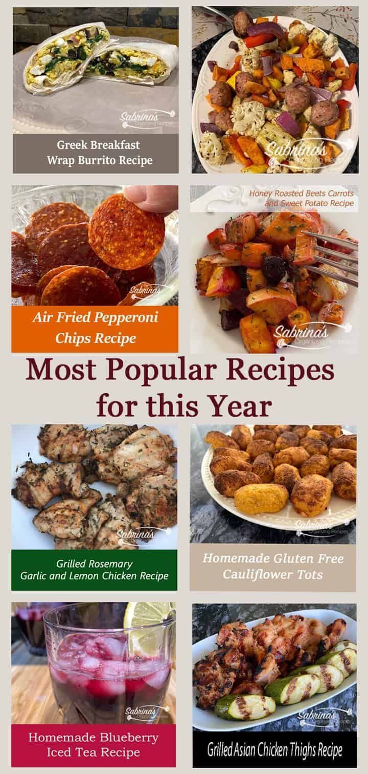 the top ten most popular recipes for this year, including meats and other appetizers