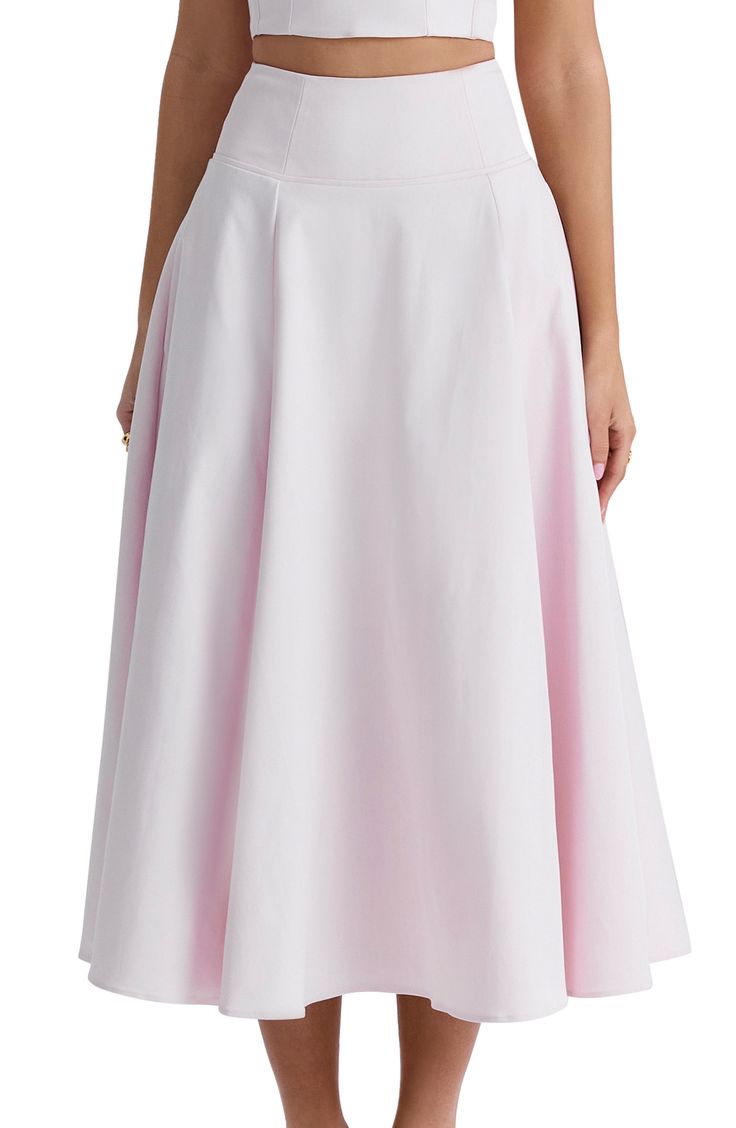 Designed with a tulle underskirt to call out the flounce, this party-ready midi skirt will have you twirling everywhere you go. Exclusive retailer Hidden back-zip closure Lined 65% viscose, 35% polyester Dry clean Imported Feminine Pink Midi Skirt, Pink Feminine Midi Skirt, Pink Gathered Midi Skirt, Luxury Pink Midi Skirt, Pink Ruffled Balletcore Skirt, Skirts Flowy, Pink Midi Skirt, Tulle Underskirt, Maternity Coat