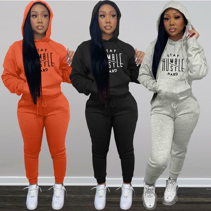 Letter Print Hooded Sweatshirt+pants Sweatsuits Casual Long Sleeve Sets For Winter, Casual Long Sleeve Winter Sets, Fitted Hooded Leisure Hoodie, Fitted Casual Hoodie With Letter Print, Leisure Tracksuit With Drawstring Hood For Winter, Winter Leisure Tracksuit With Drawstring Hood, Leisure Winter Tracksuit With Drawstring Hood, Casual Winter Loungewear Sets, Winter Casual Loungewear Set