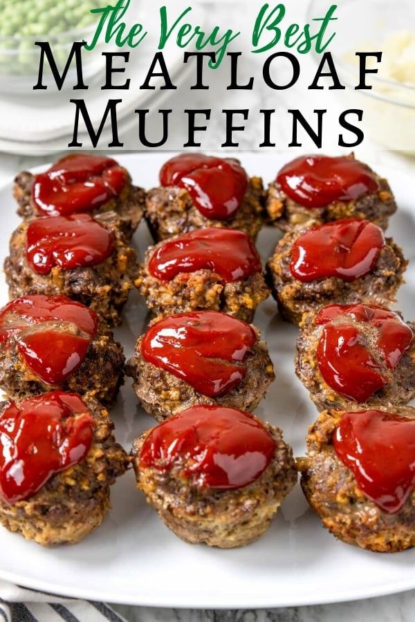 the very best meatloaf muffins with ketchup is on a white plate