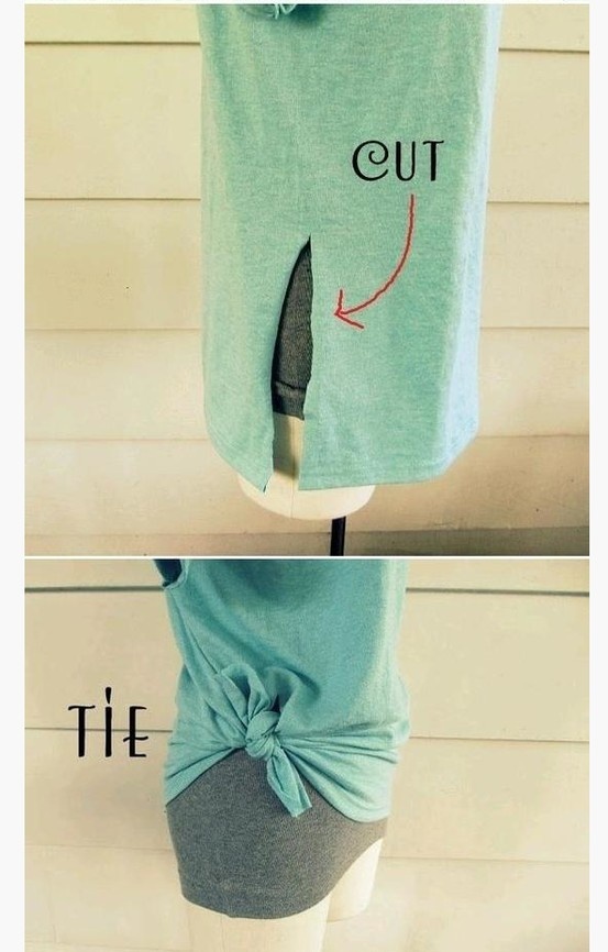 two pictures showing different ways to sew a t - shirt with an arrow on it