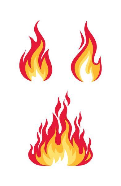 four fire flames on a white background