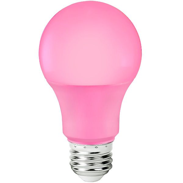 a pink light bulb on a white background