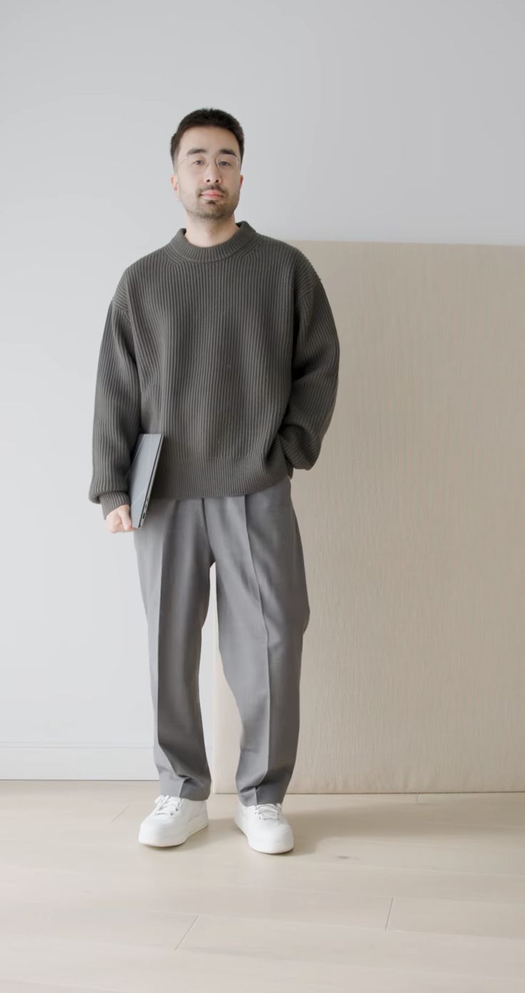 Korean Fashion Men Autumn, Men Casual Outfit Winter, Autumn Mens Outfits, Minimalist Style Men Winter, Casual Outfit Man, Oversized Formal Outfit Men, Minimal Winter Outfit Men, Tim Dessaint Style, Men Monochrome Outfit