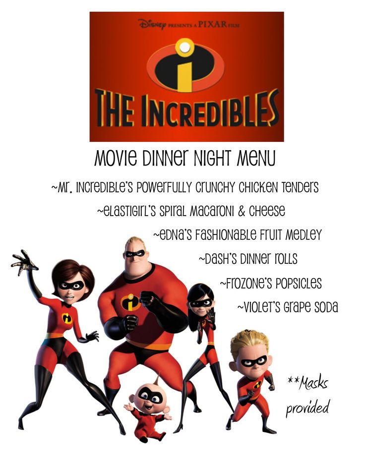 the incredibles movie dinner night menu