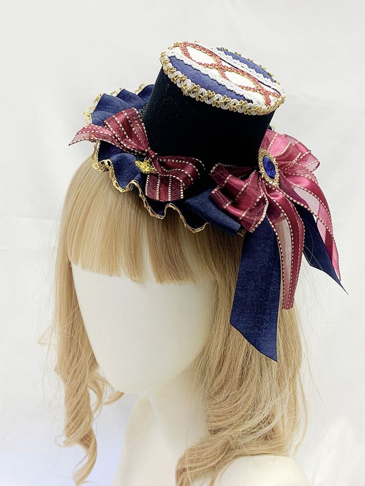 The price is for a mini hat only, others are not included. Lolita Accessories:Mini Hat with Clips Aesthetic Hats Vintage, Hat Character Design, Clown Aesthetic Outfit, Harajuku Hat, Clown Hats, Oc Moodboard, Tiny Hat, Clown Stuff, Clown Accessories