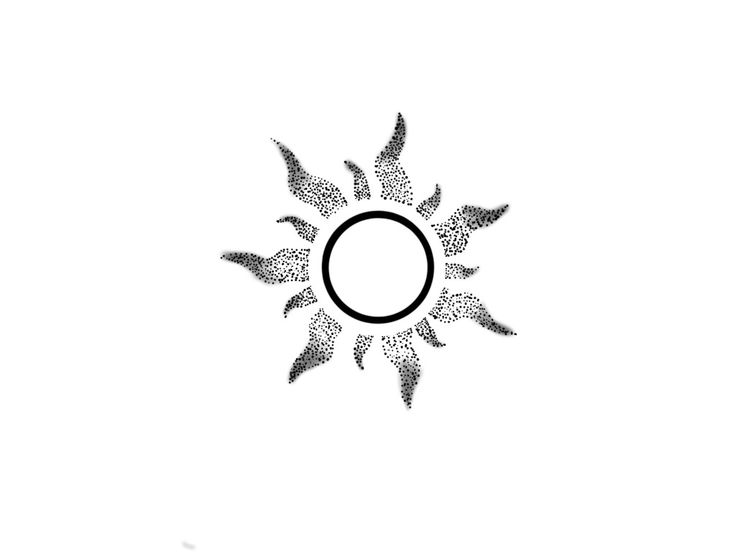 a black and white photo of a sun with leaves on it's side, in the shape of a circle