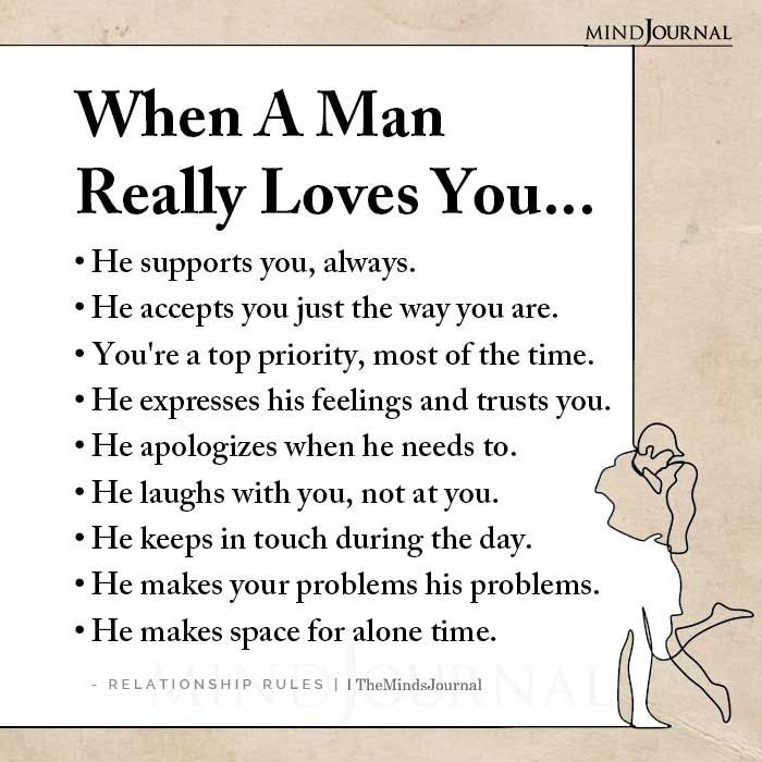 a poster with the words when a man really loves you