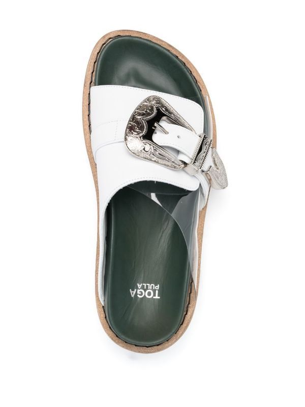 Toga Pulla two-tone Buckled Sandals - Farfetch Toga Pulla, Sandals White, Flatform Sandals, Muslim Fashion Outfits, Footbed Sandals, Shoe Inspo, Nike Free Shoes, Aesthetic Shoes, Buckle Sandals