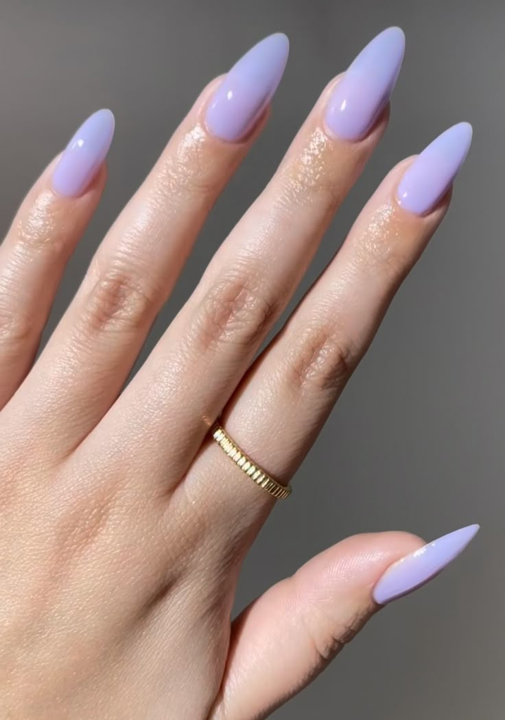 Purple Milky Nails, Almond Lilac Nails, Milky Pastel Nails, Sheer Lavender Nails, Light Lavender Nails, Natrual Nails, Nails Jewellery, Milky Nails, Lilac Nails