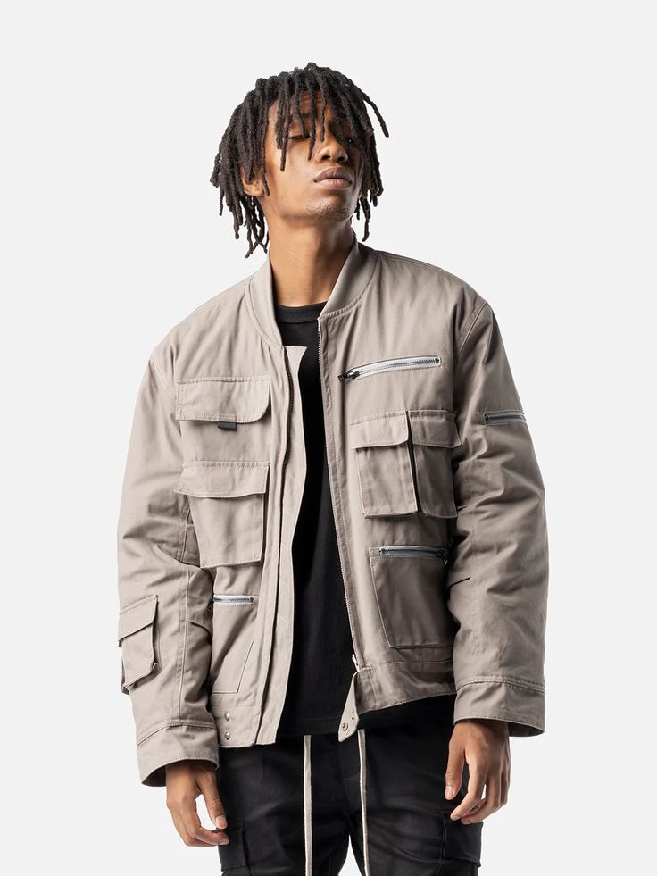 Cropped Cargo Jacket - Taupe | Blacktailor – BLACKTAILOR Hooded Military Utility Jacket With Cargo Pockets, Streetwear Khaki Utility Jacket With Double-lined Hood, Military Long Sleeve Cargo Utility Jacket, Military Style Utility Jacket With Cargo Details For Outdoor, Military Utility Jacket With Cargo Pockets For Outdoor, Grey Camo, Dress Well, Cargo Jacket, Mens Cargo