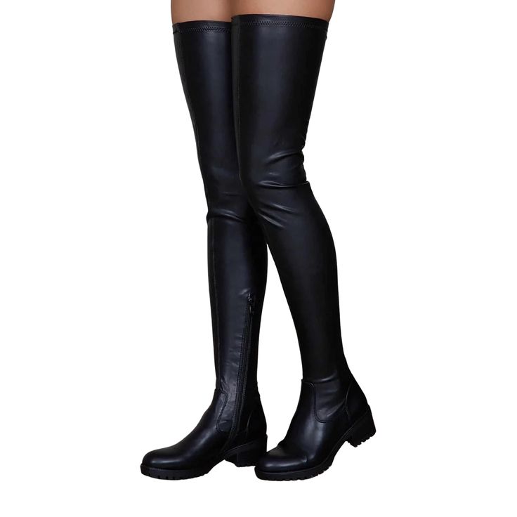 Calves Stretches, Vegan Leather Boots, Leather Thigh High Boots, Boots Heel, Faux Leather Boots, Simple Outfit, Wide Calf, Thigh High Boots, Thigh High