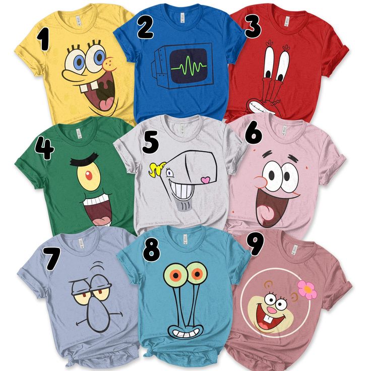 Spongebob Characters Costume Group, Spongebob Second Birthday Party, Sponge Bob Characters Costumes, Spongebob Bachelorette, Spongebob Adult Party, Spongebob Themed Birthday Party Ideas, Adult Spongebob Party, Halloween Costumes Matching, Spongebob Tshirt